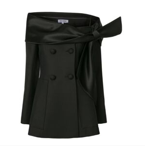 DICE KAYEK Off-shoulder Fitted Blazer Top In Black